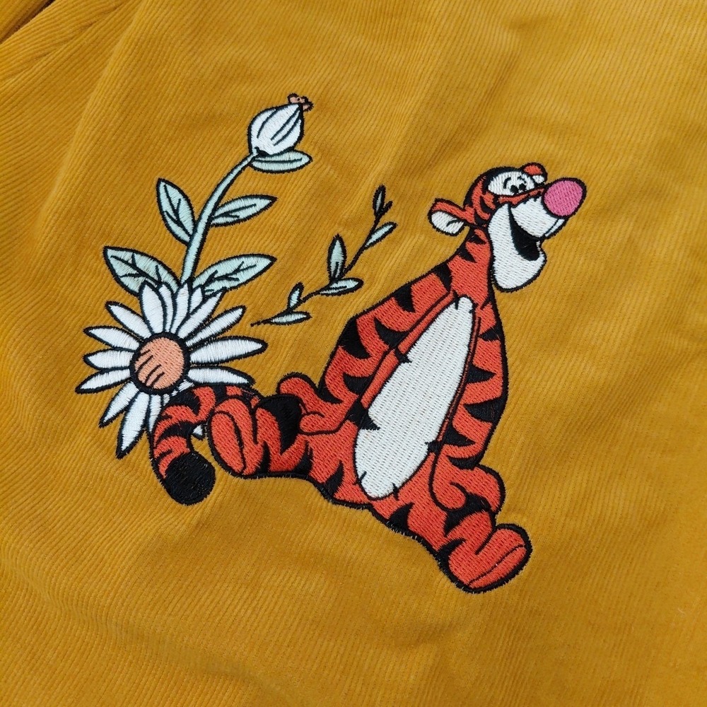 OUR Disney Winnie Pooh Corduroy Small Yellow Gold Button Up Raw Hem Embroidered - Picture 9 of 15